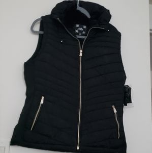 Black zipper puffer jacket fleece lining Warm XL